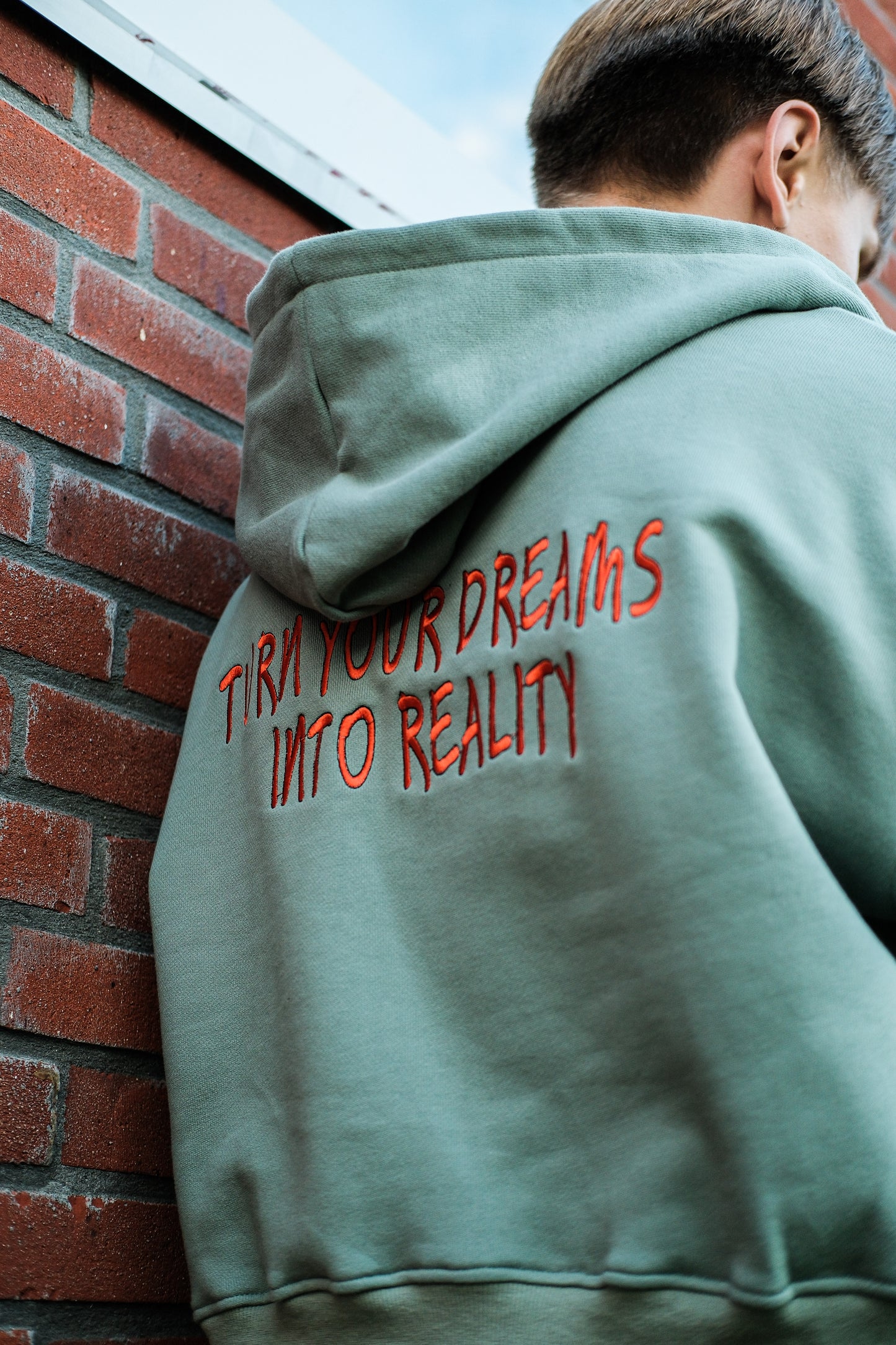 grey-green Turn your dreams into reality ZIP-UP JACKET