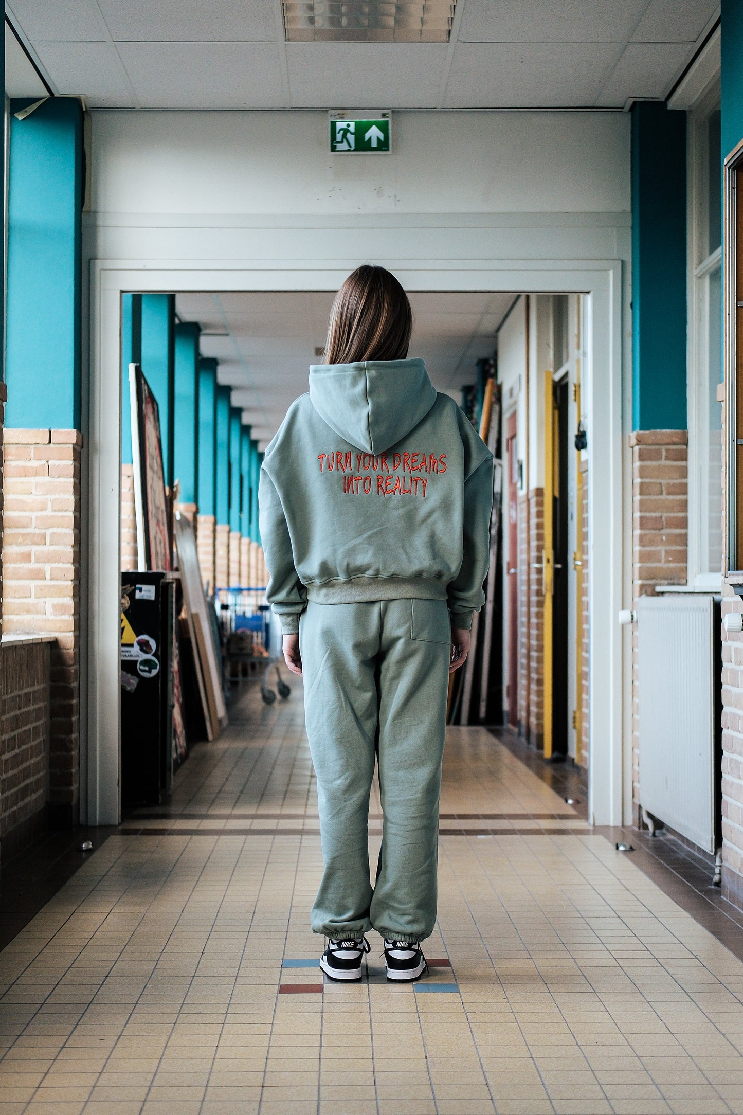 grey-green Turn your dreams into reality ZIP-UP JACKET